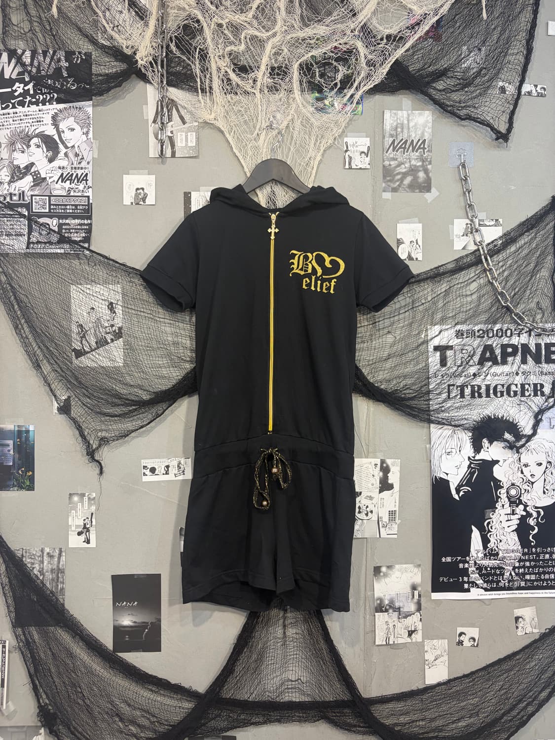 Onegyaru Glitter cross zip half jumpsuit 상품이미지5