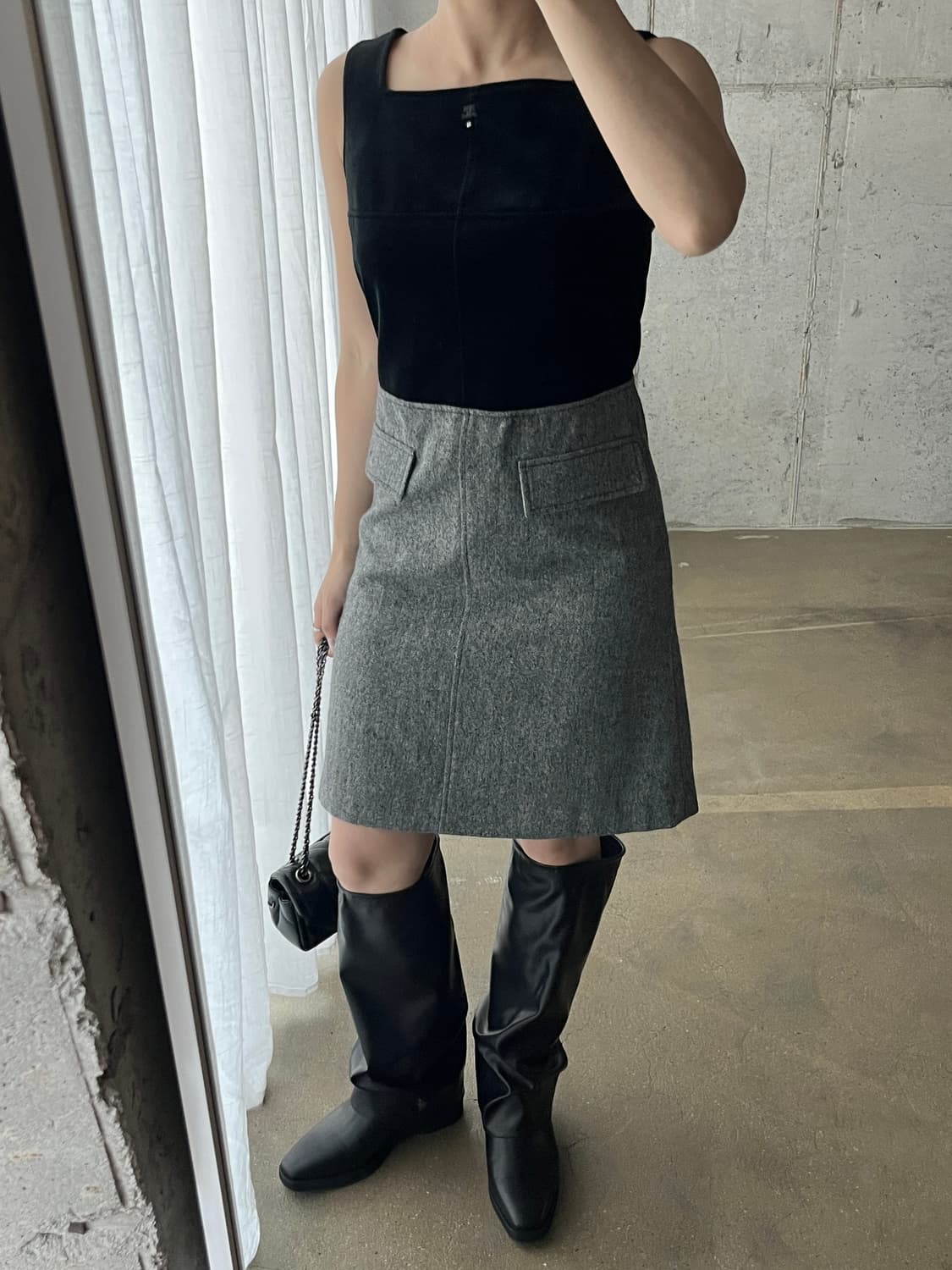 00s Courreges 꾸레쥬 로고 벨벳 원피스 상품이미지5