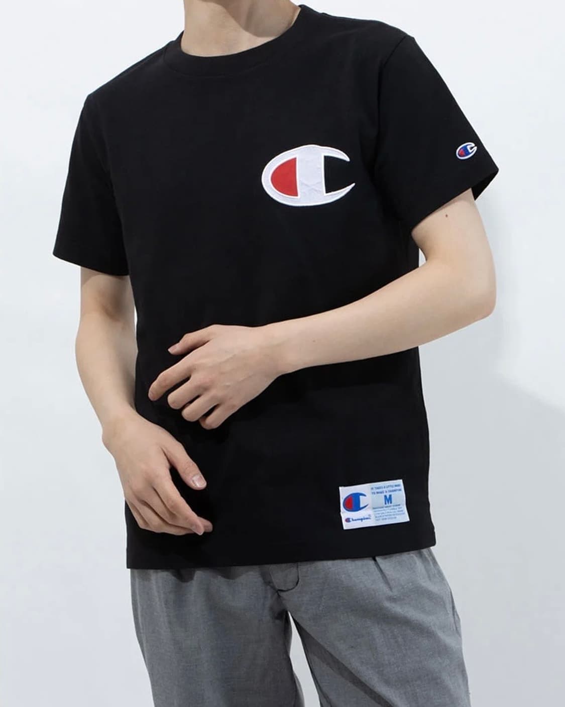 챔피온 빅로고 자수 와펜 블랙 반팔 티셔츠 XL 105 올드스쿨 y2k  상품이미지3