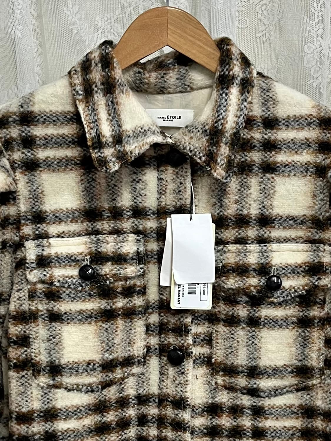36) 새상품 22FW 이자벨마랑 에투왈 체크 패턴 울 자켓 상품이미지3