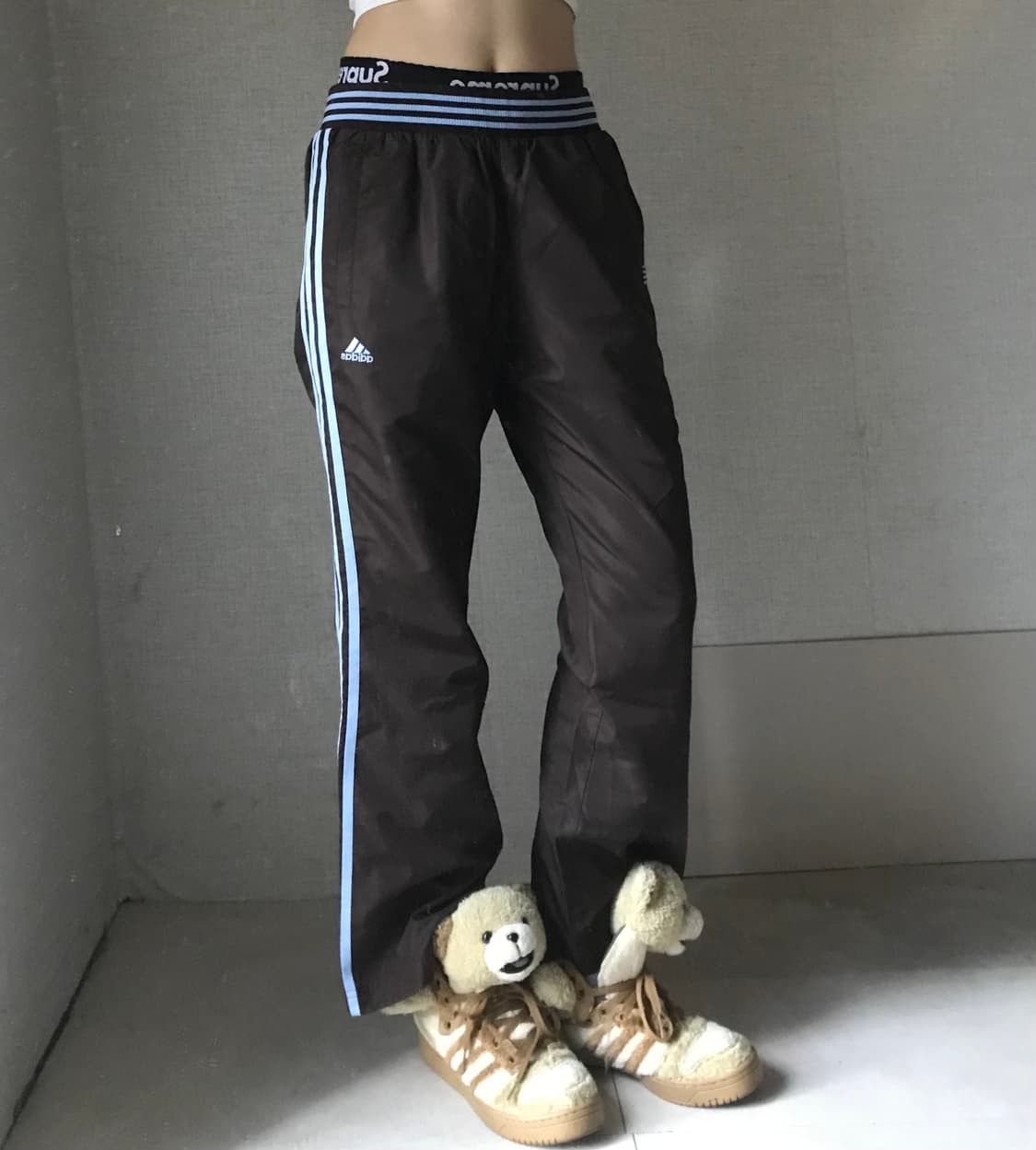 아디다스 브라운 연하늘 트레이닝 팬츠 상품이미지1