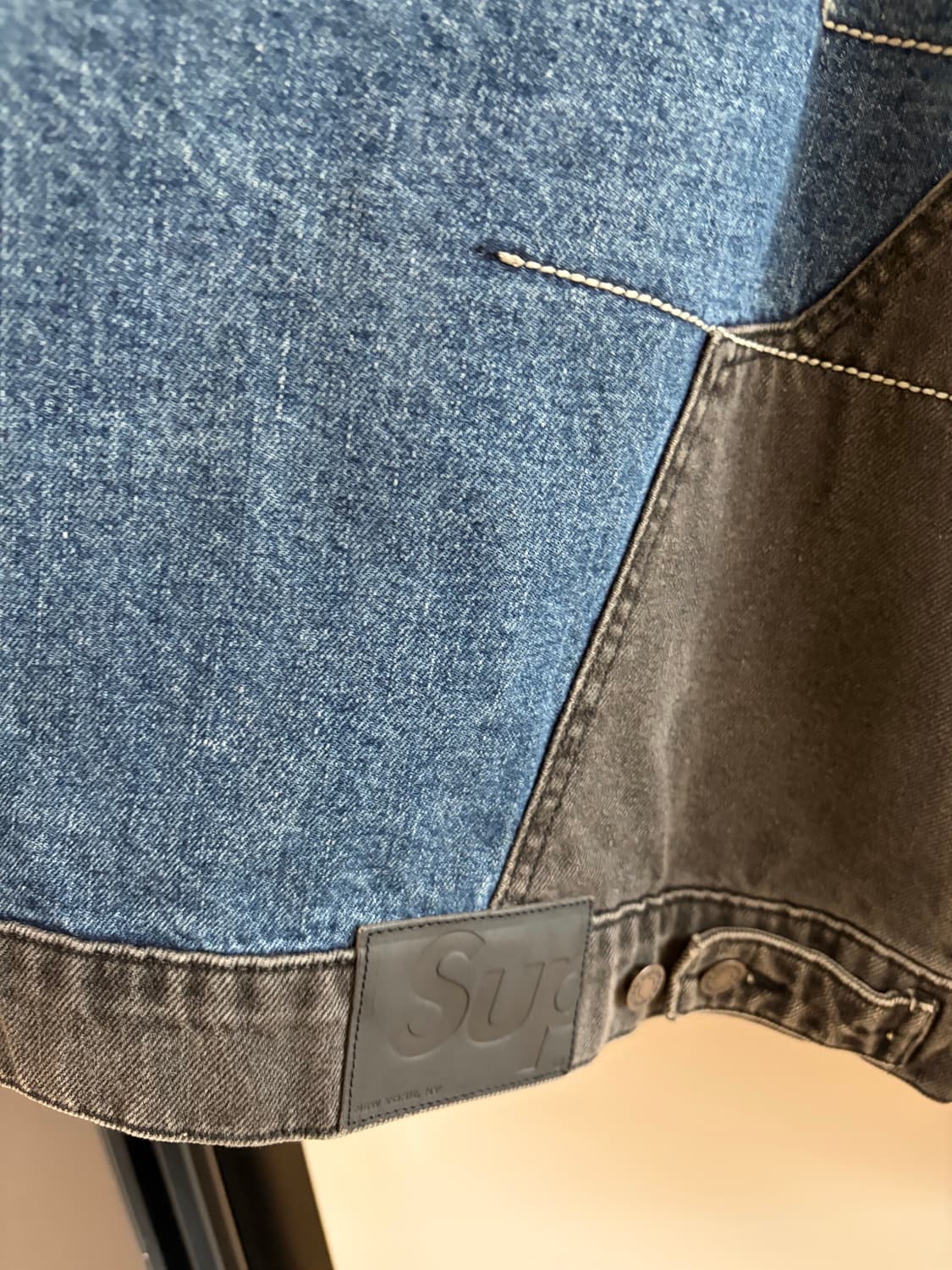 슈프림 투톤 패널 데님 자켓 블랙 L 상품이미지4