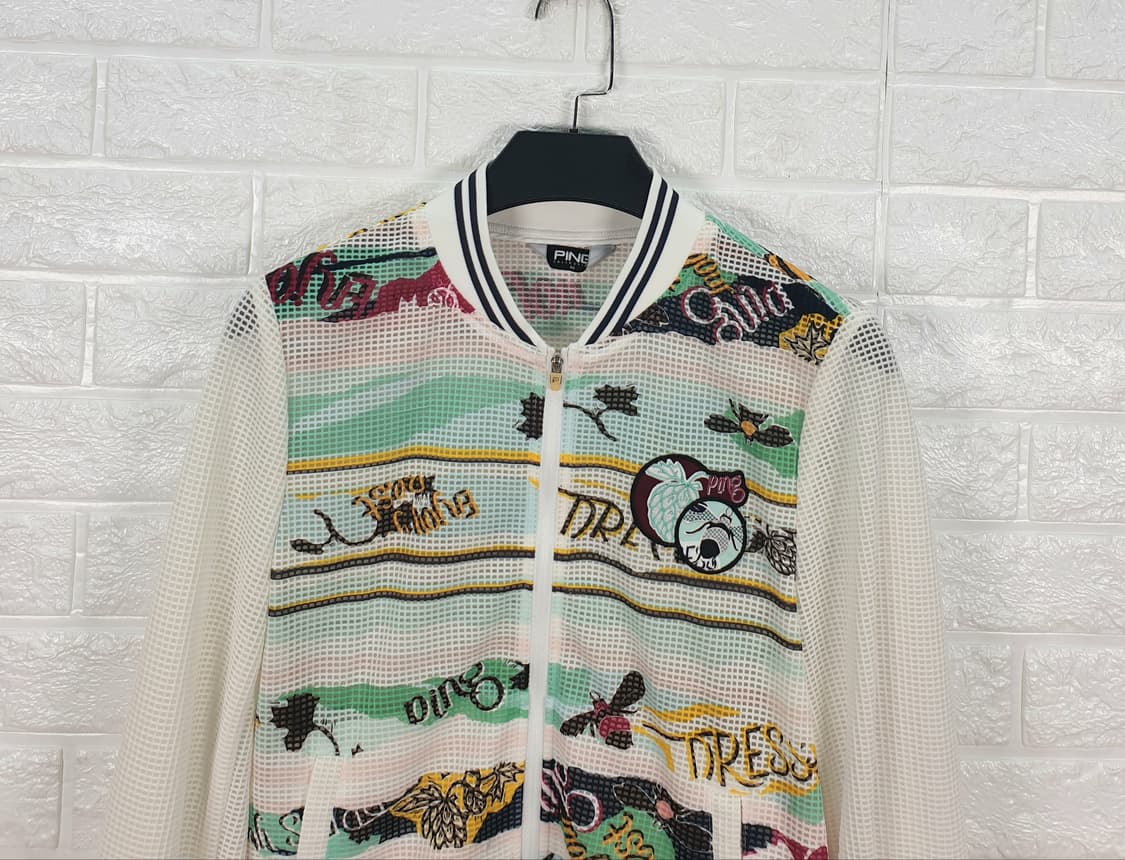 [90]핑 프린트 메쉬 집업 점퍼 상품이미지4