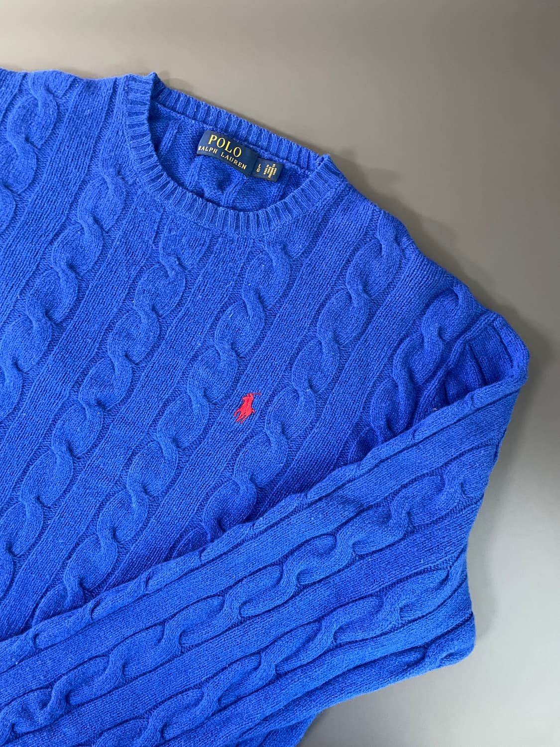 [L] 폴로 랄프로렌 울 100% 케이블 꽈배기 니트 상품이미지2