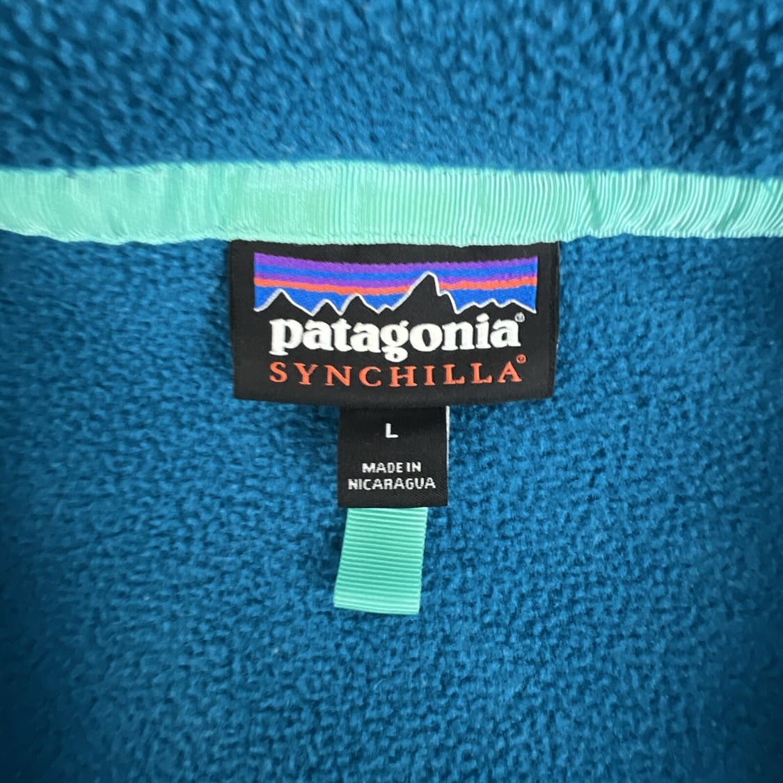 14FW 파타고니아 신칠라 스냅-T 플리스 블루 터콰이즈 브라운 포켓 상품이미지5