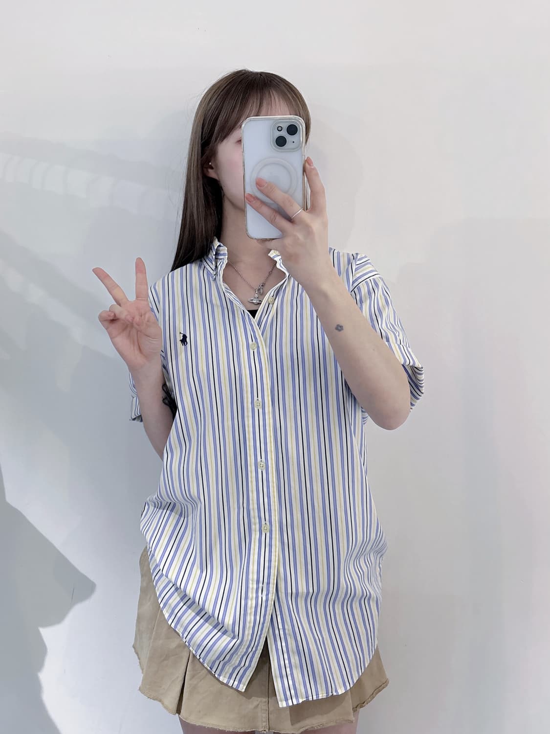 폴로랄프로렌 네이비포니 스트라이프 반팔 셔츠 상품이미지2