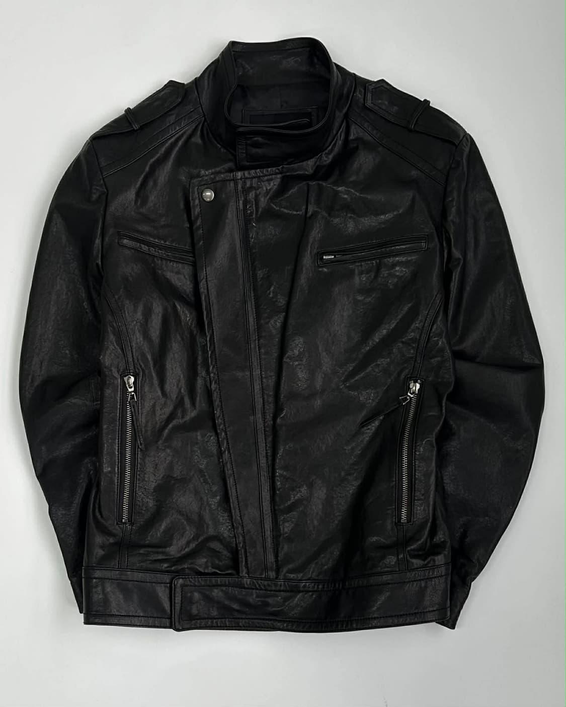 Vintage 비대칭 양가죽 라이더 자켓 상품이미지1