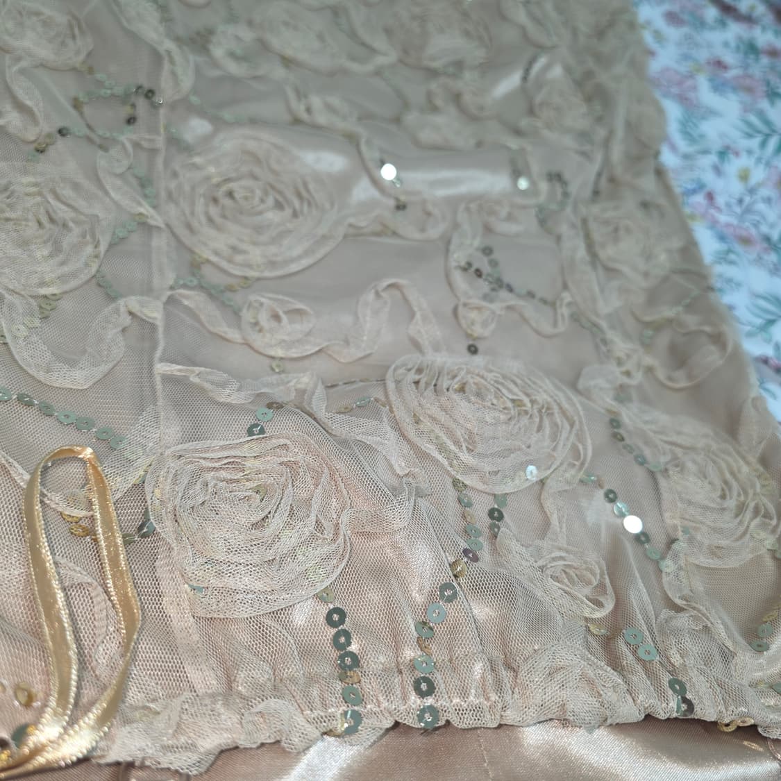 일본빈티지)로맨틱 히메라떼갸루 플로럴 스팽클 망사리본 파티댄스연주회드레스 상품이미지5