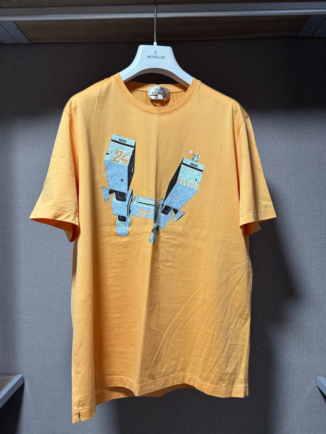 에르메스 24 프린팅 반팔 티셔츠 오렌지 L 상품이미지1