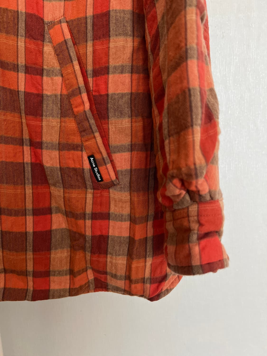 Acne Studios 페이스 패치 퀼팅 체크 셔츠 재킷 XL 상품이미지3