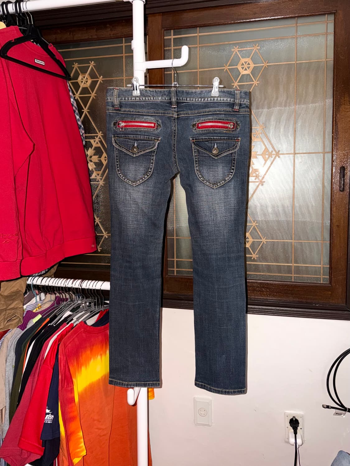 BCBG Y2K 로우라이즈 지퍼 포켓 데님 팬츠 청바지 상품이미지1