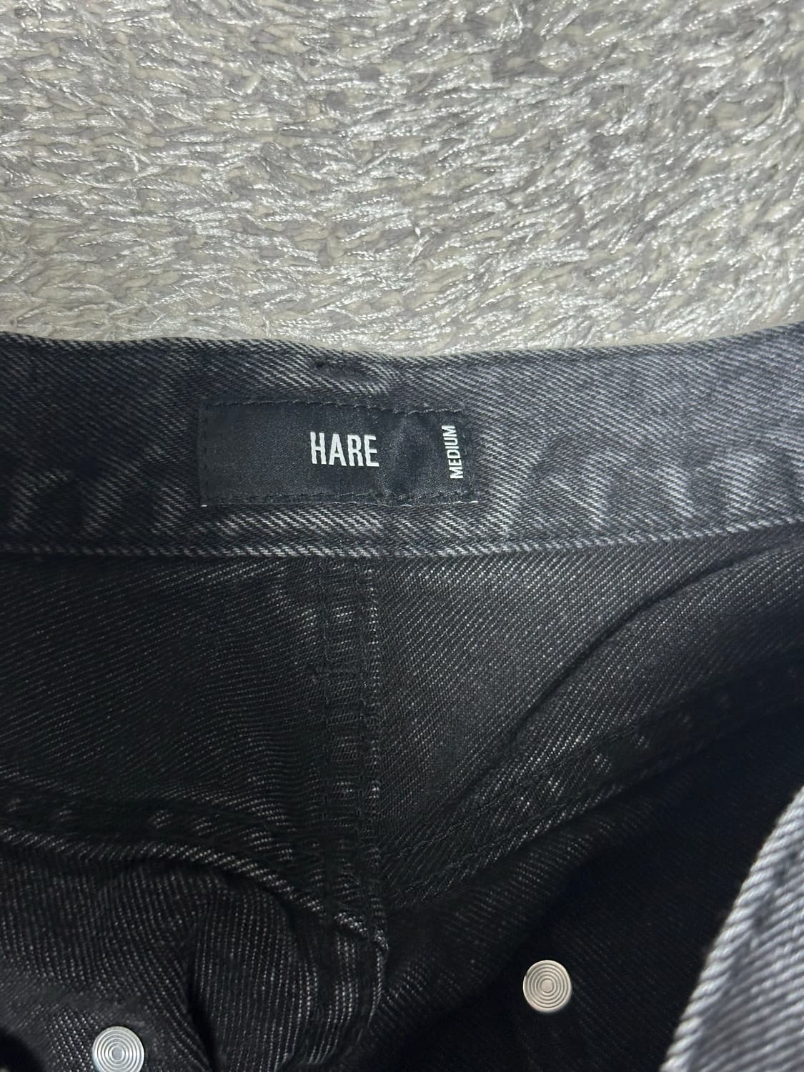 HARE 데님 팬츠 블랙 사이드 지퍼 와이드 상품이미지5
