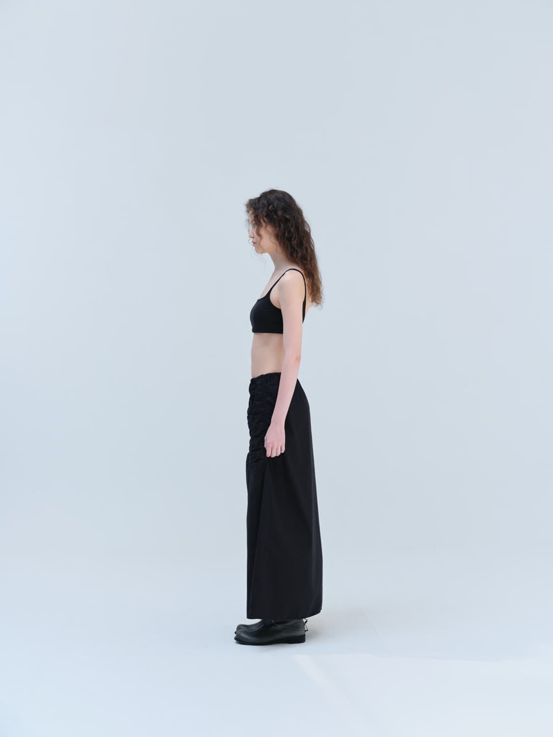 Repos COTTON GATHERING SKIRTS Black 상품이미지3