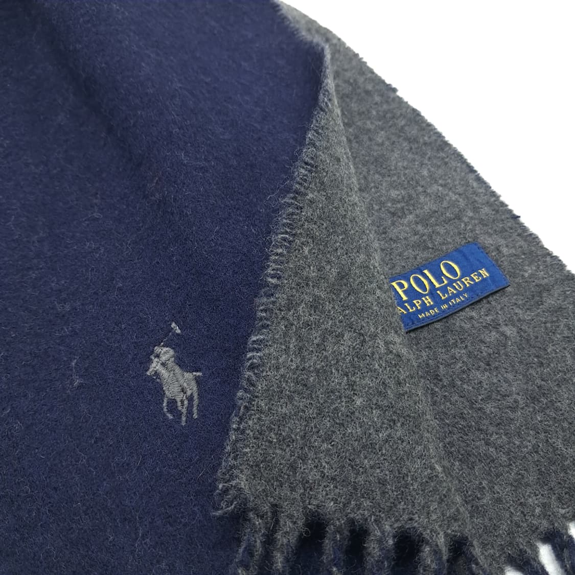 MX184 폴로 랄프로렌 로얄네이비 그레이 램스울 양면 목도리 머플러 상품이미지5