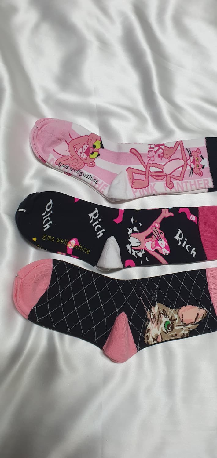 핑크 블랙 핑크 고양이 하트 양말 상품이미지5