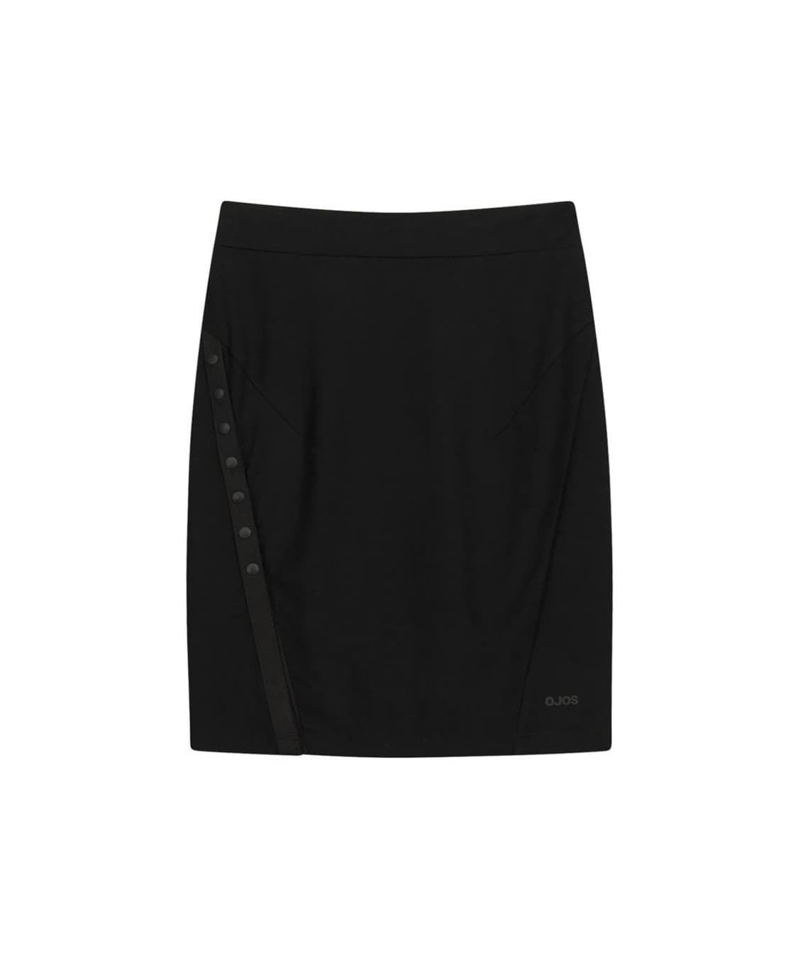 오호스 버튼 슬릿 미디 스커트 블랙 Button Slit 상품이미지4