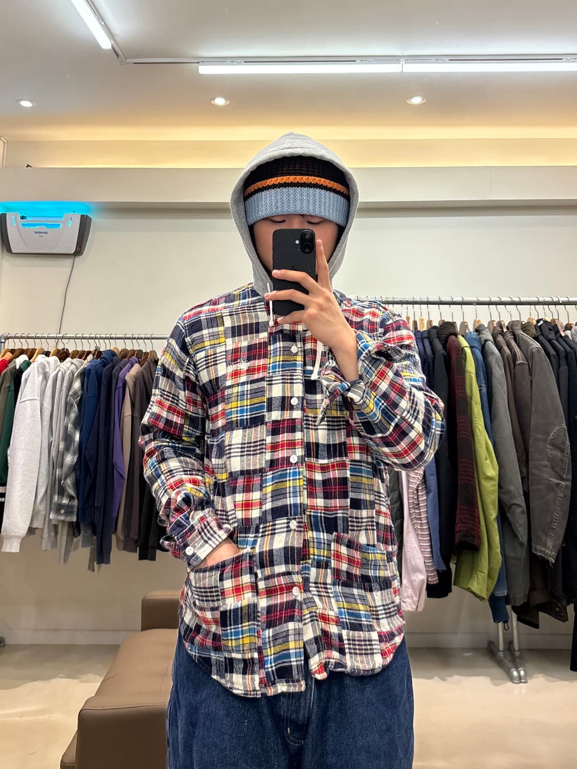 00s 스투시 마드라스패턴 셔츠 후드 자켓 상품이미지8