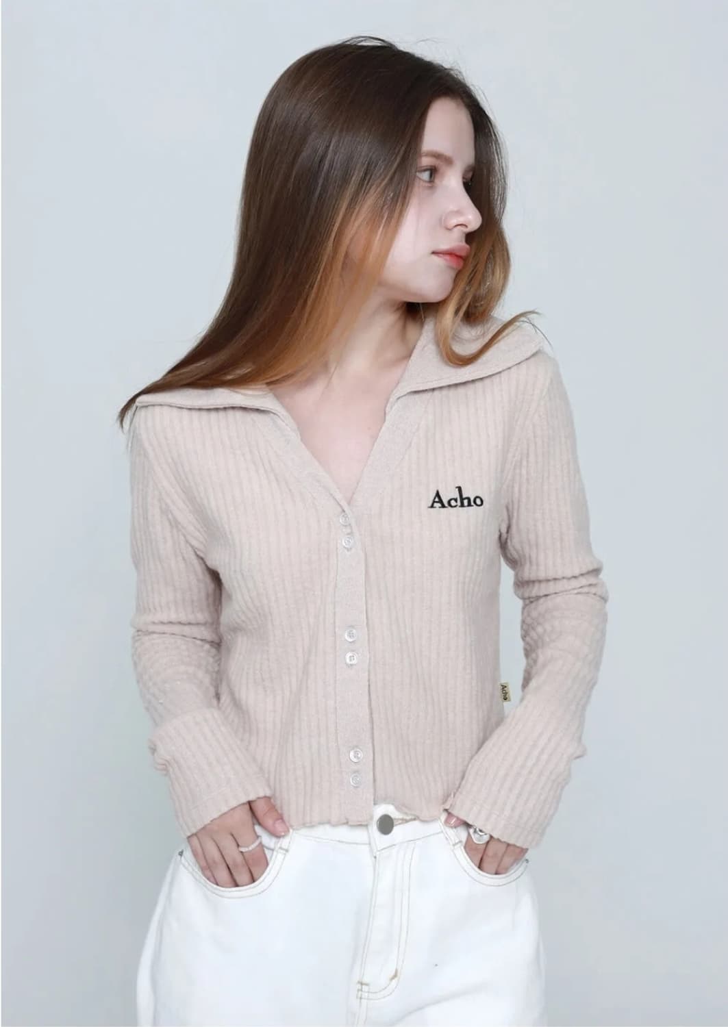 [새상품] acho 아쵸 기모 카라 니트가디건 상품이미지4