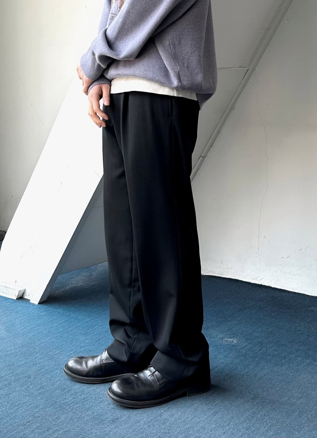 1 pleats light wool wide straight slacks 상품이미지3