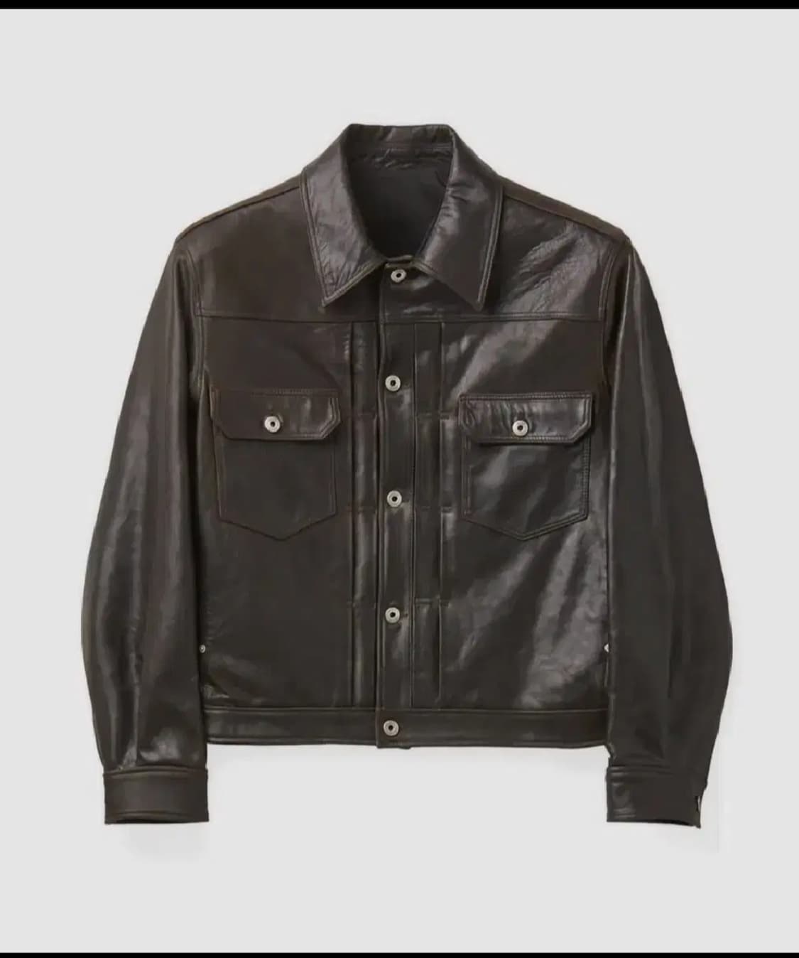 [L] 쿠어 램스킨 포켓 트러커 자켓 다크브라운  상품이미지1