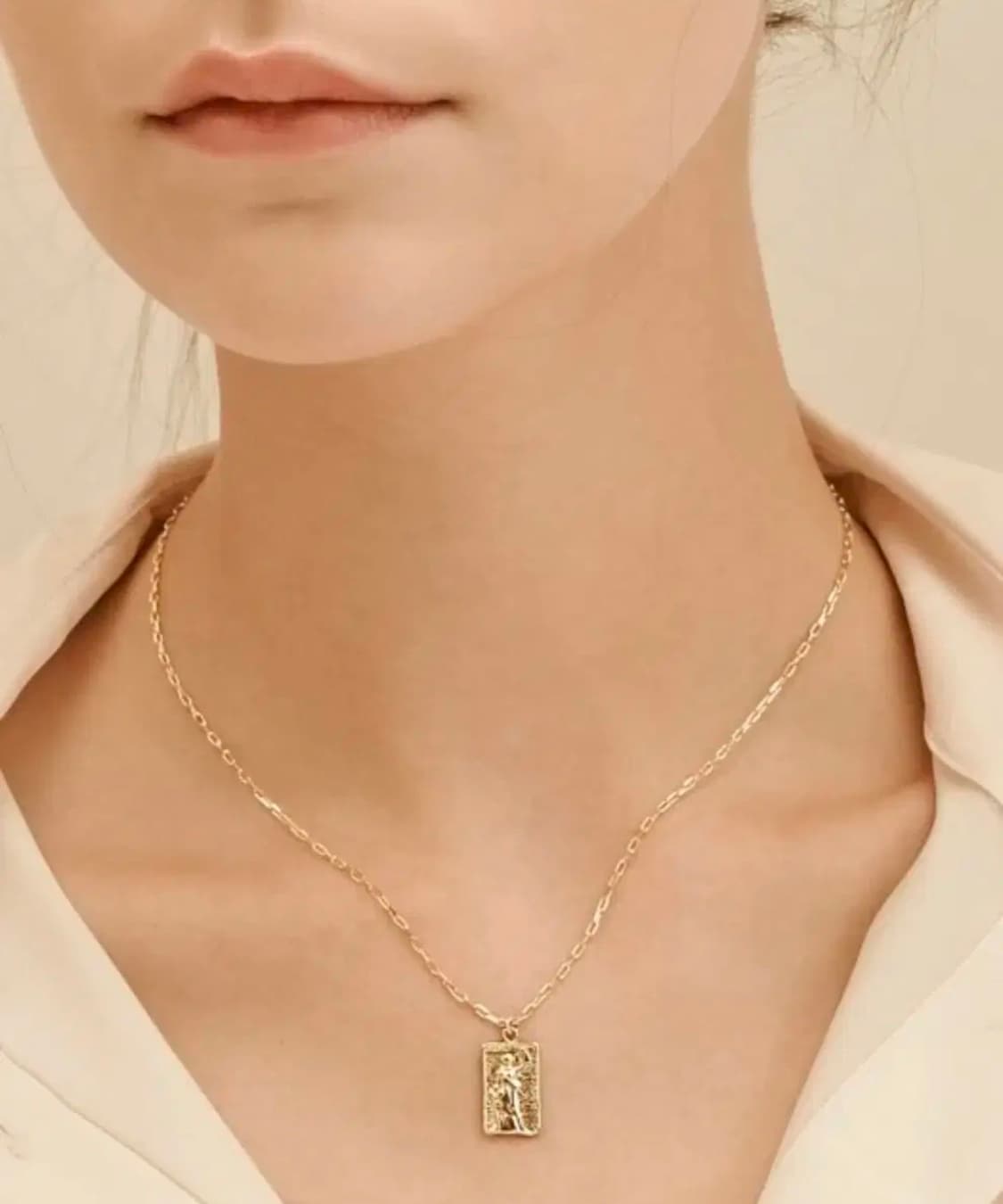 Hei 앤틱 스퀘어 펜던트 목걸이 상품이미지1