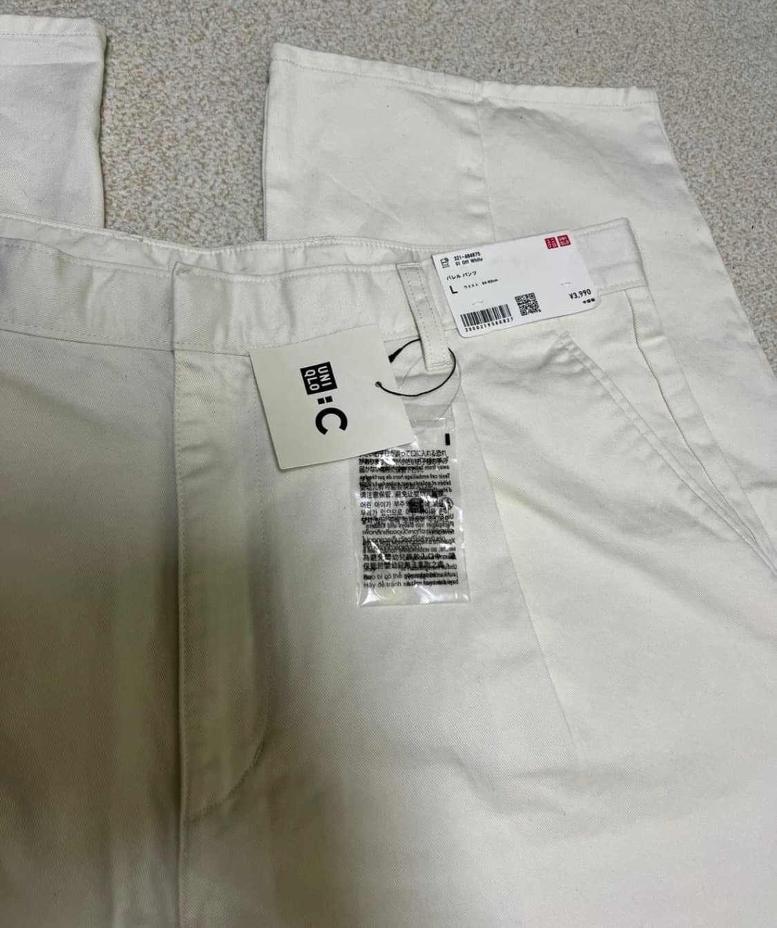 26SS 신상 유니클로 C 배럴팬츠 오프화이트 L 새상품 484875 상품이미지3