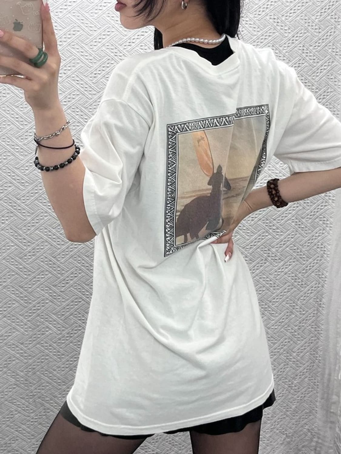 스투시 40주년 빈티지 캐주얼 나이트 프린팅 반팔티 M C12320 상품이미지2
