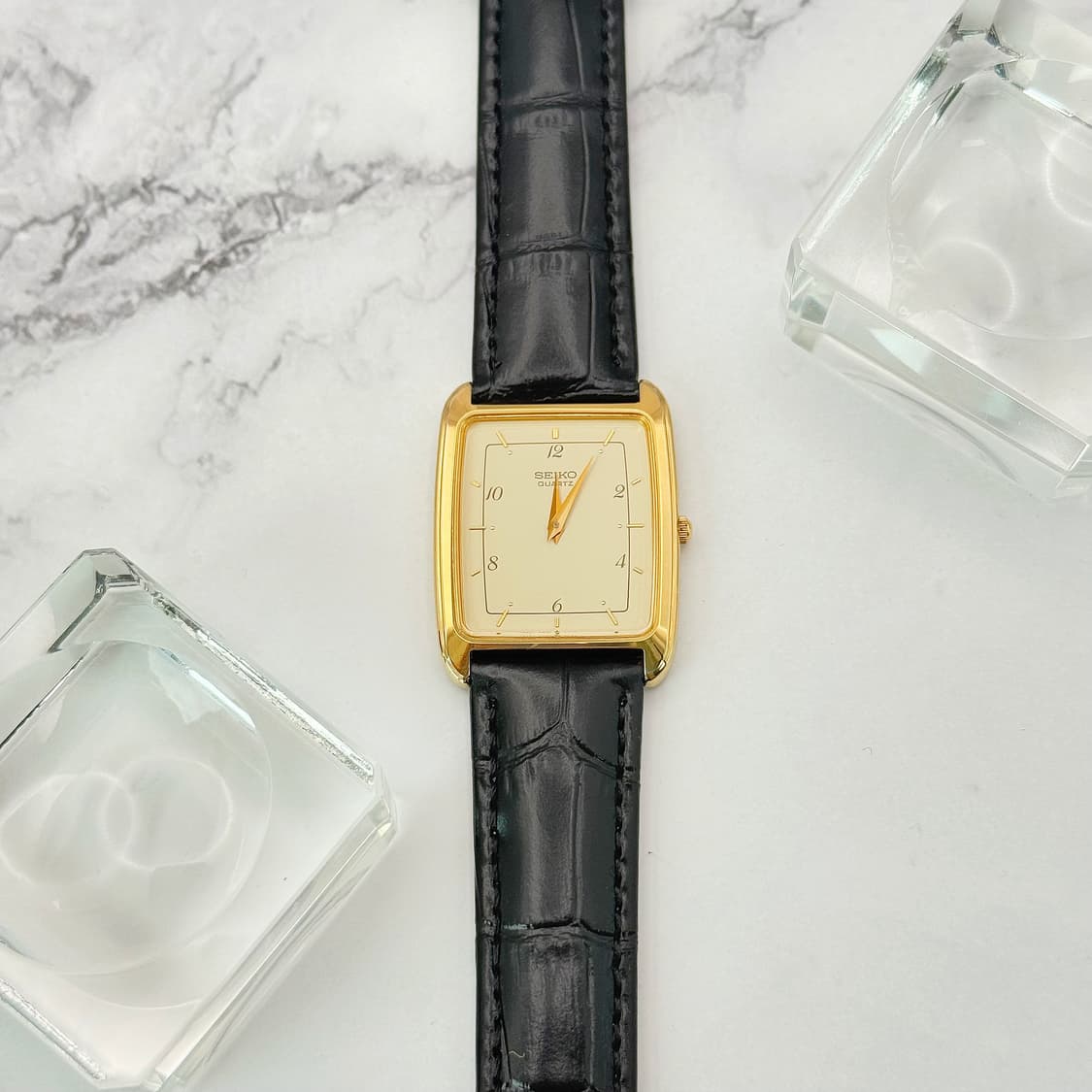 80s90s 빈티지 세이코 클래식 골드 렉탱글 워치 상품이미지6