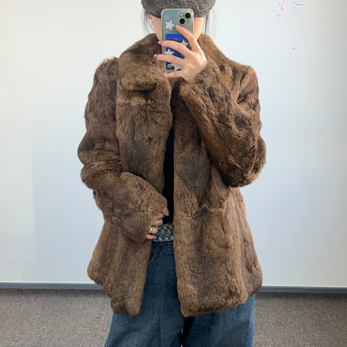 Leega 브라운 토끼 퍼 자켓  상품이미지2