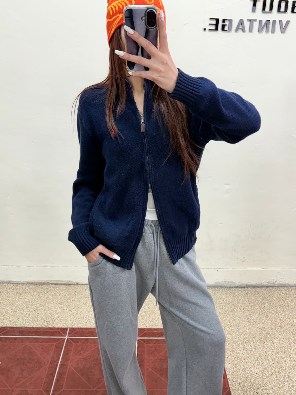 폴로 니트 집업 네이비 상품이미지1