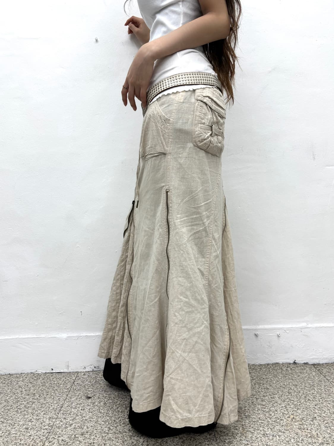 G.O.A beige multi zipper flared long ski 상품이미지8