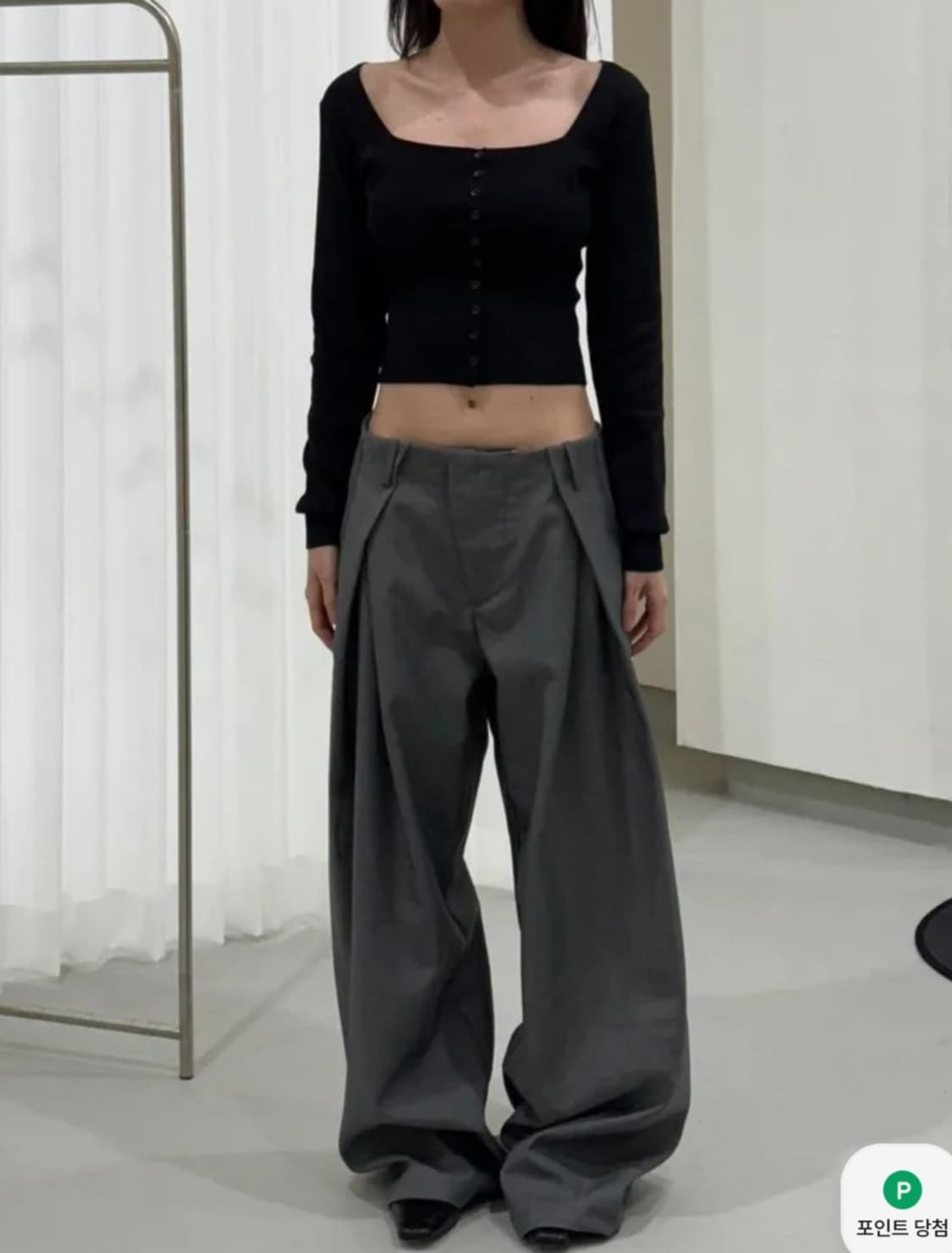핀턱 와이드 슬랙스 그레이 상품이미지3