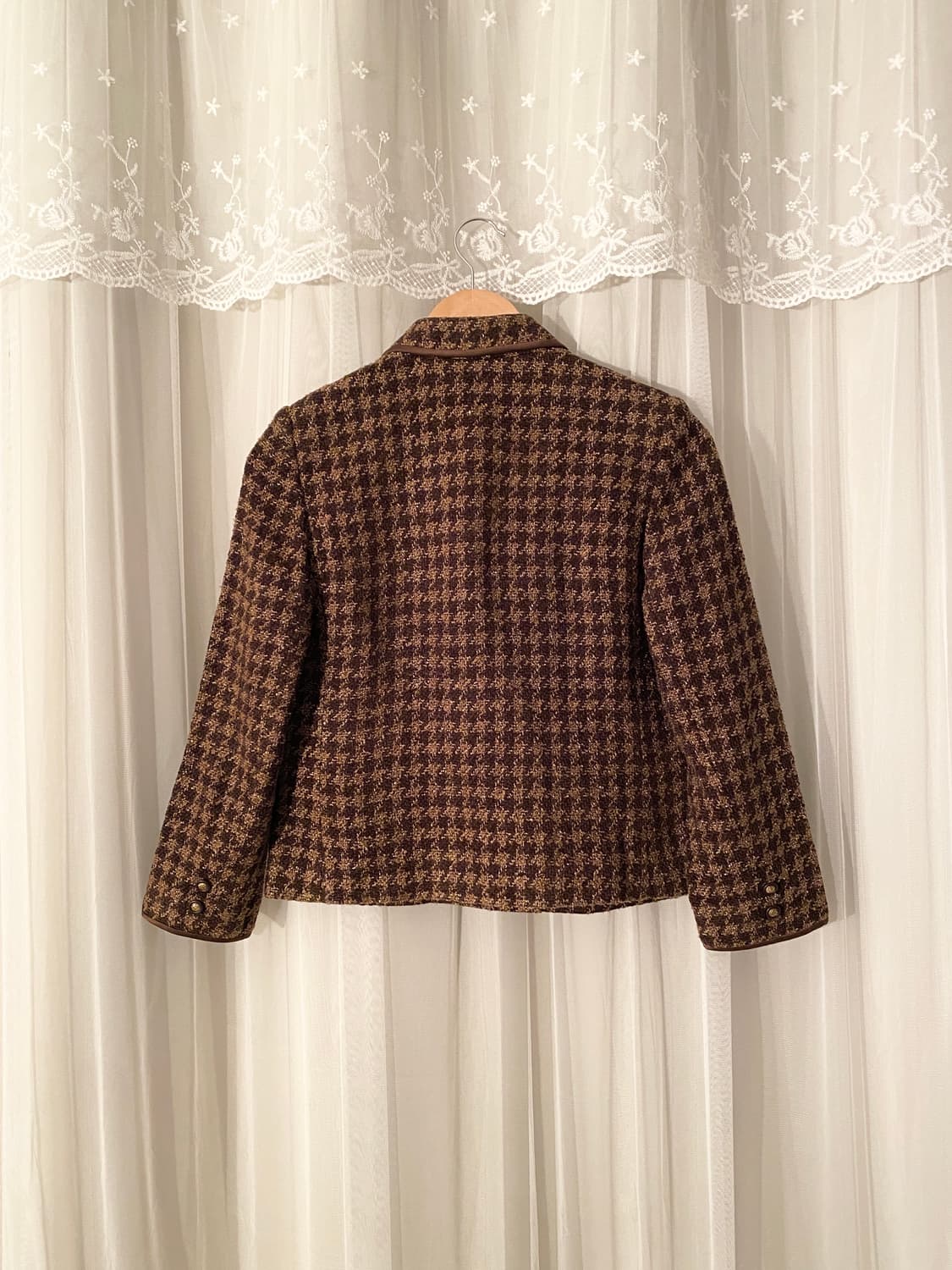 Retro Houndstooth Chocolate Check Jacket 상품이미지5