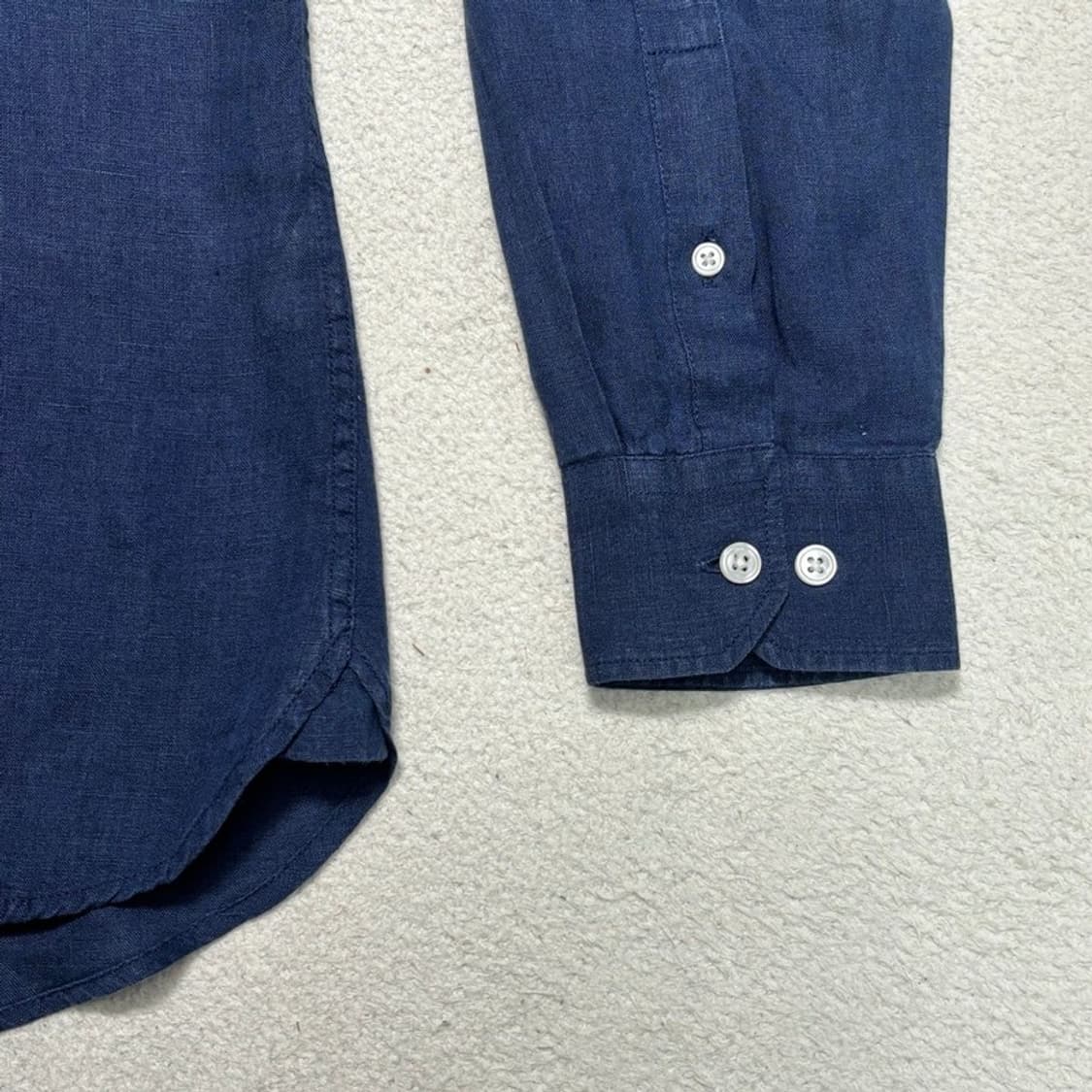 LACOSTE 헨리넥 린넨 셔츠 네이비 40 상품이미지3