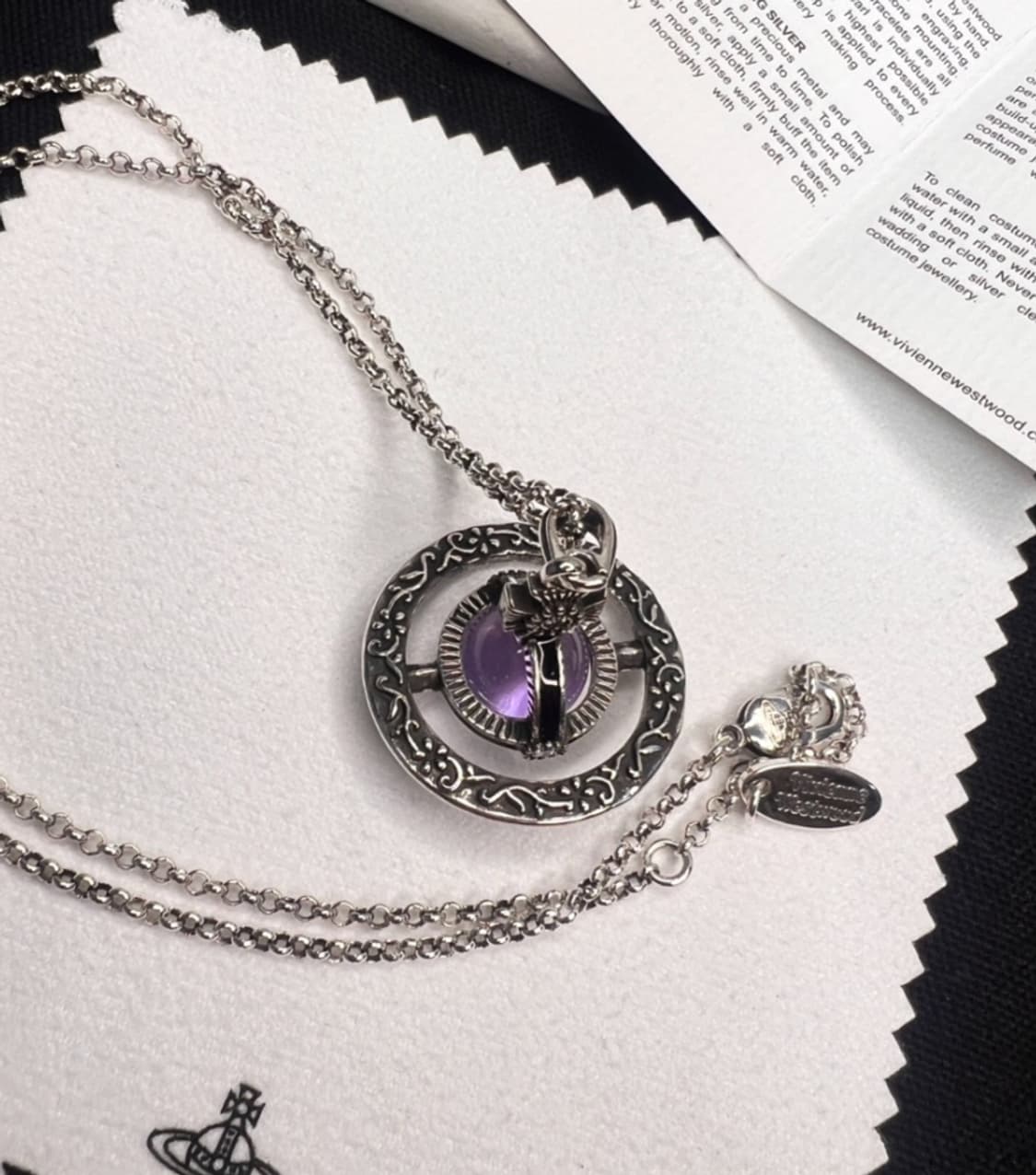 비비안웨스트우드 아카이브 퍼플 자수정 엔틱 3d orb 팬던트 목걸이 상품이미지2