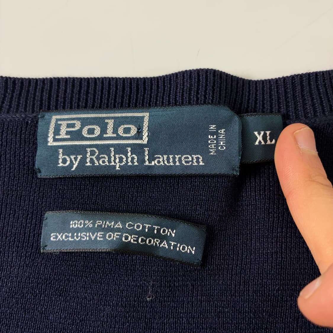 Polo  폴로 랄프로렌 자수 피마코튼 네이비 브이넥 니트 상품이미지4