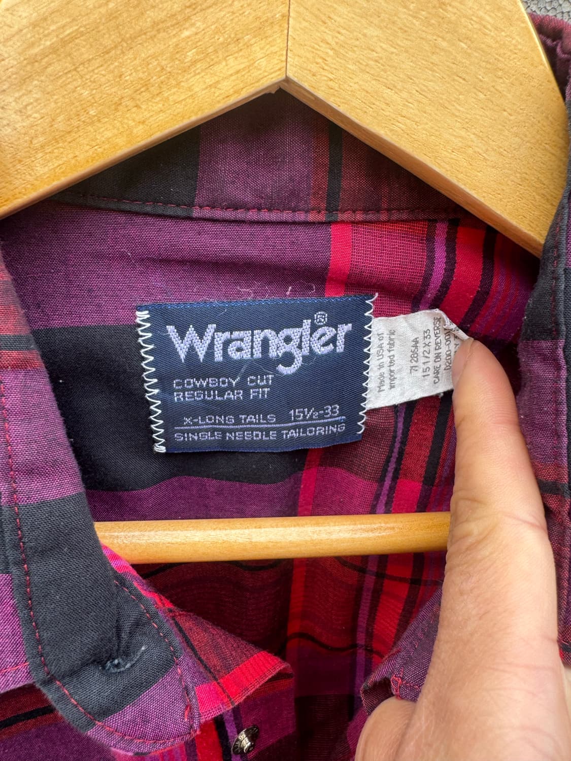 90s 랭글러 빈티지 카우보이컷 체크 웨스턴 셔츠  상품이미지5