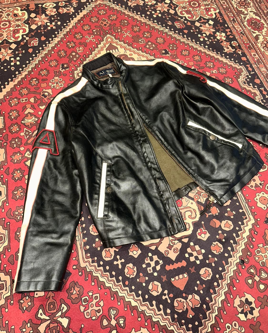 ( M-L ) 아르마니 가죽자켓 레더자켓 빈티지가죽 바이커자켓 레이싱 상품이미지2