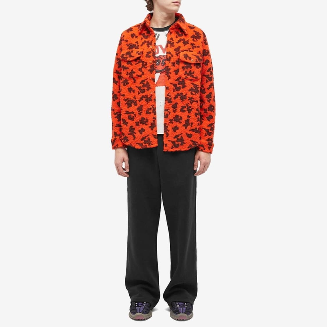 Erl 오랜지 레오파드 셔츠 m 상품이미지4