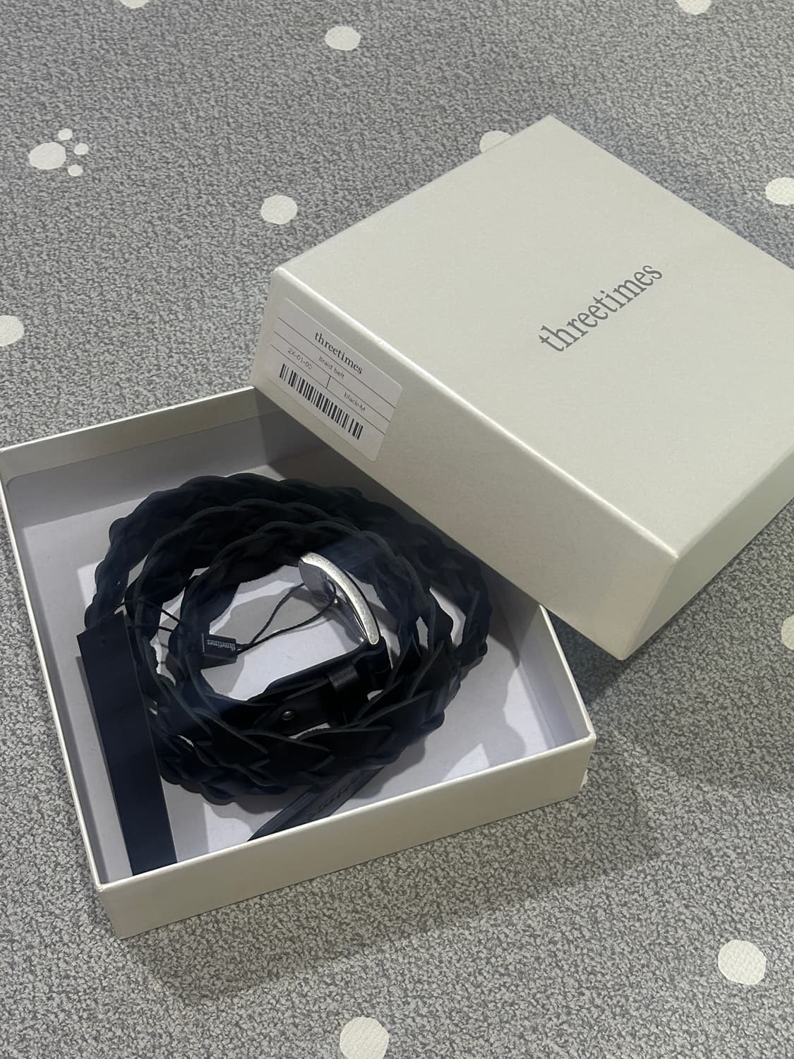 쓰리타임즈 Braid belt black M 상품이미지7