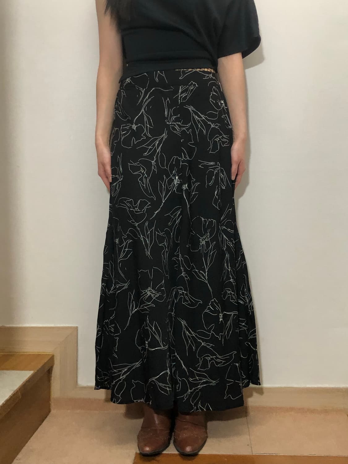 빈티지 블랙 오리엔탈 롱 스커트 상품이미지3
