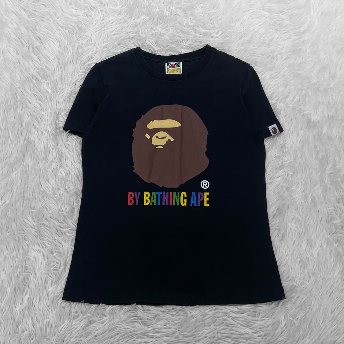 베이프 Bape 빅 사루 레인보우 반팔티 블랙 상품이미지2
