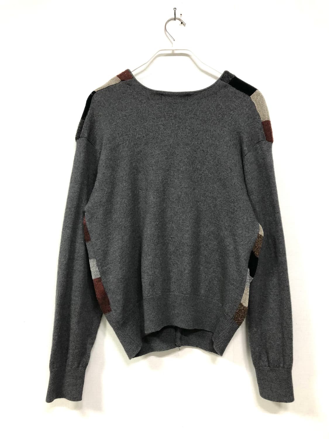 YSL 입생로랑 여성 체커블록 울 브이넥 가디건 _ 차콜 상품이미지7