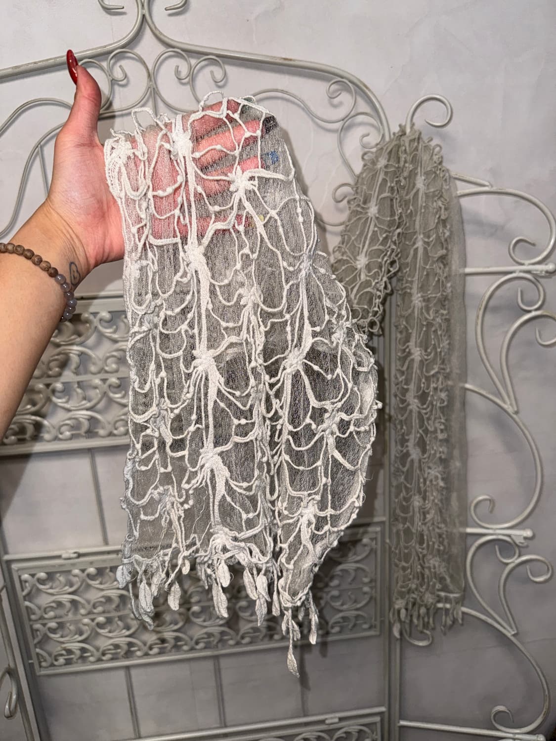 Ash ivory grunge net floral mesh scarf  상품이미지4