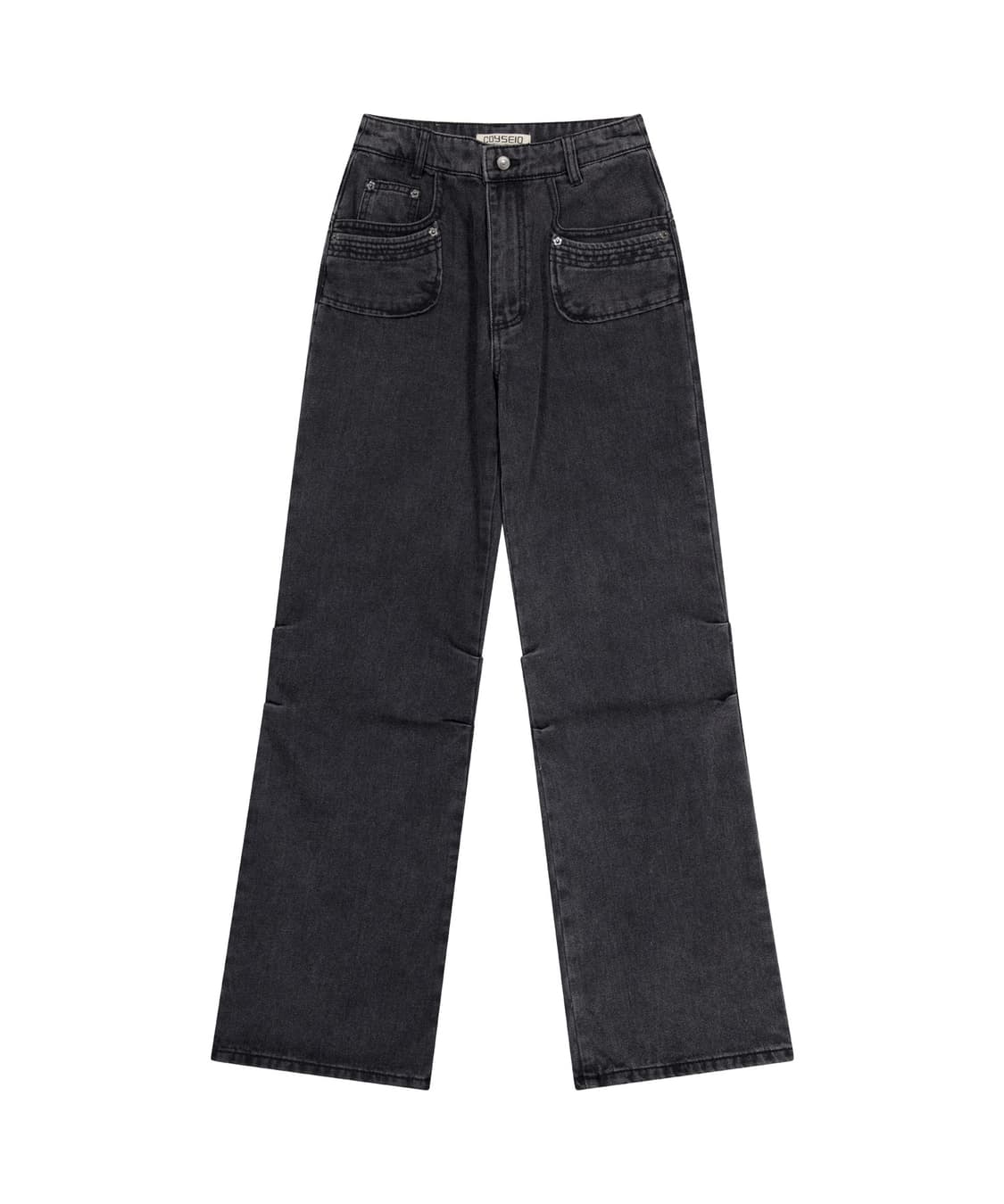 FLOWER SNAP DENIM PANTS BLACK 상품이미지1