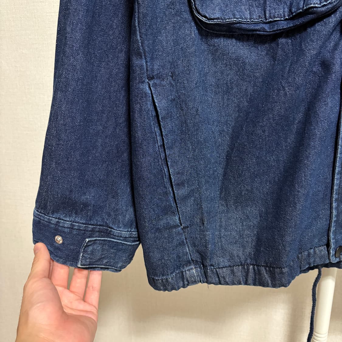 지유 후디드 데님 헌팅 자켓 / 진청, L 상품이미지6