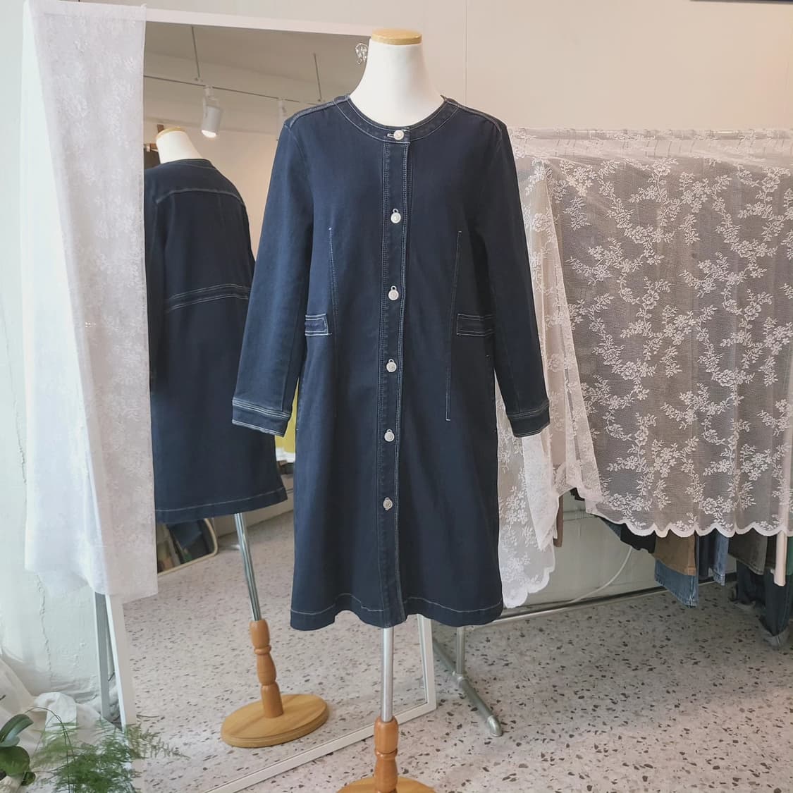 딥블루 스판 데님 원피스 상품이미지8