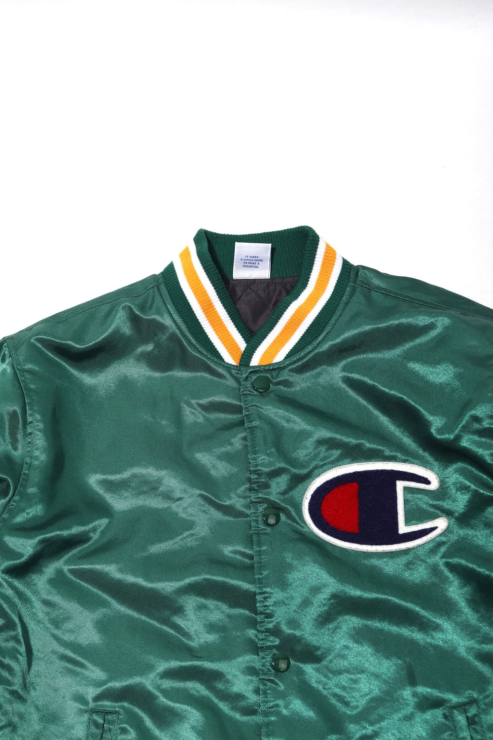 CHAMPION 그린 샤틴 바시티 점퍼 size L 상품이미지3