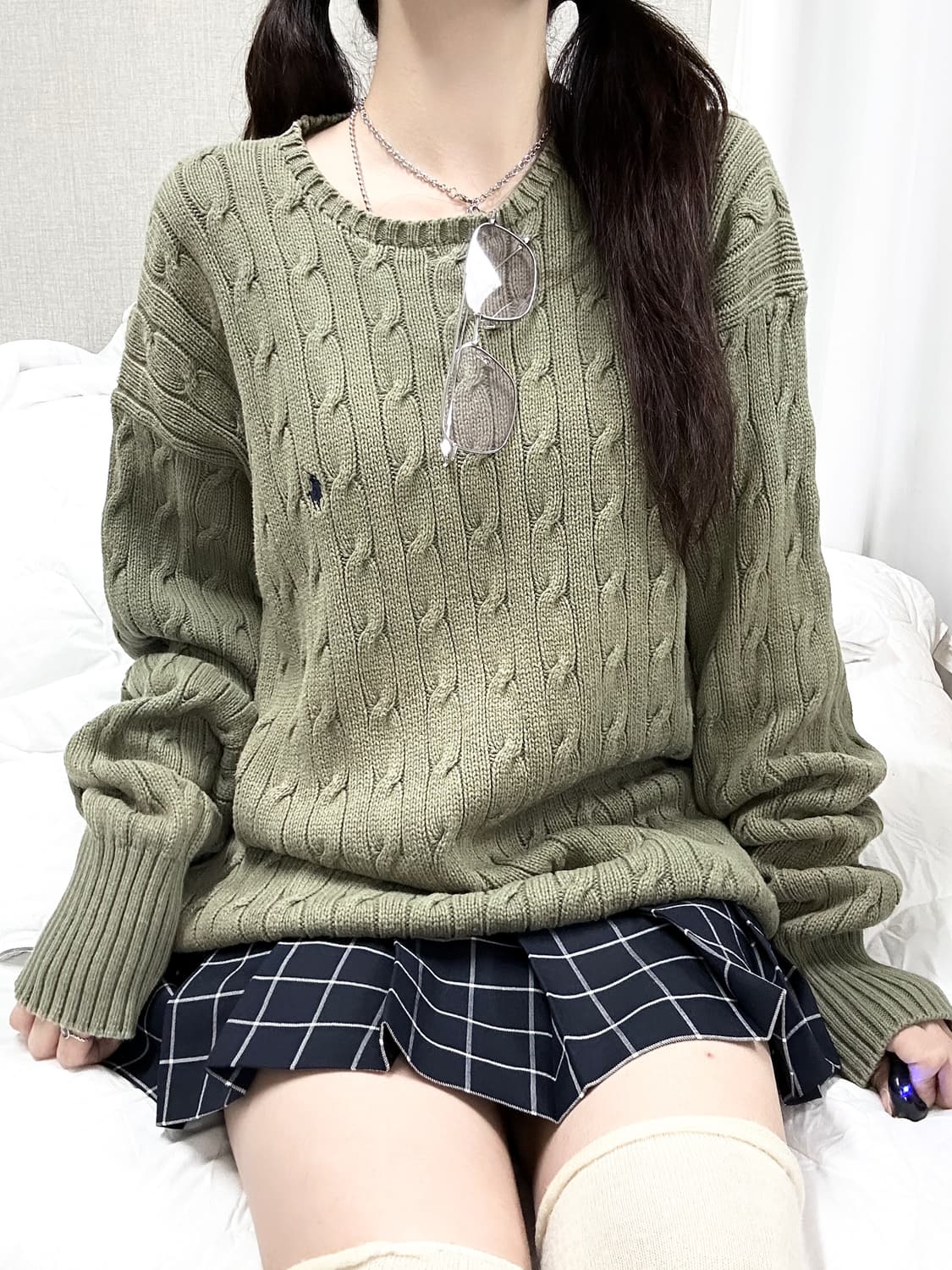 폴로 네이비포니 카키 케이블니트 상품이미지1