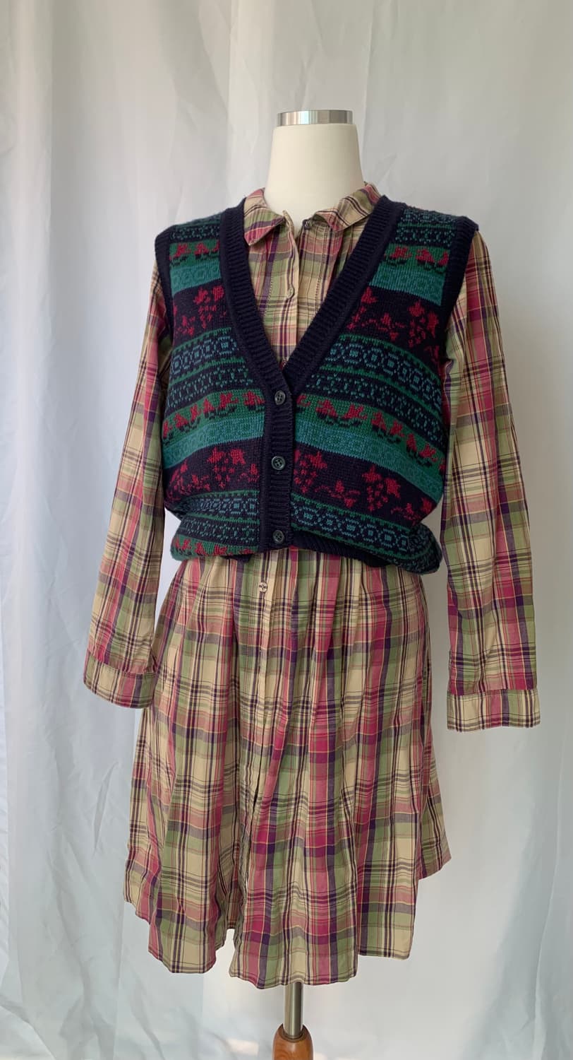 레이어드 체크 원피스 상품이미지1